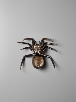 Lot 107 - A VERY RARE BRONZE JIZAI (ARTICULATED) OKIMONO OF A SPIDER