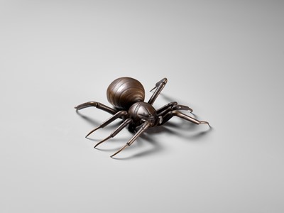 Lot 107 - A VERY RARE BRONZE JIZAI (ARTICULATED) OKIMONO OF A SPIDER