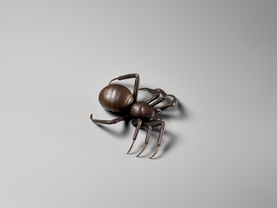 Lot 107 - A VERY RARE BRONZE JIZAI (ARTICULATED) OKIMONO OF A SPIDER