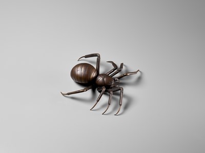 Lot 107 - A VERY RARE BRONZE JIZAI (ARTICULATED) OKIMONO OF A SPIDER