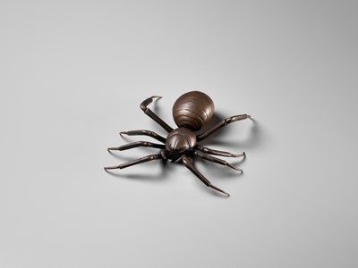 Lot 107 - A VERY RARE BRONZE JIZAI (ARTICULATED) OKIMONO OF A SPIDER