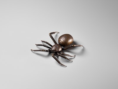 Lot 107 - A VERY RARE BRONZE JIZAI (ARTICULATED) OKIMONO OF A SPIDER