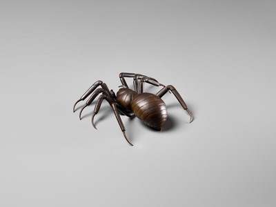 Lot 107 - A VERY RARE BRONZE JIZAI (ARTICULATED) OKIMONO OF A SPIDER