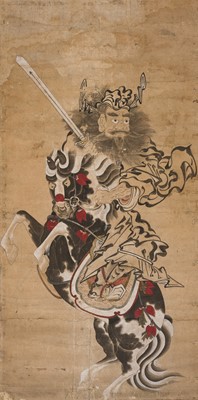 Lot 609 - AN EXPRESSIVE PAINTING, ‘SHOKI ON A HORSE’
