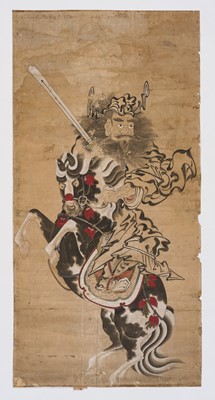 Lot 609 - AN EXPRESSIVE PAINTING, ‘SHOKI ON A HORSE’