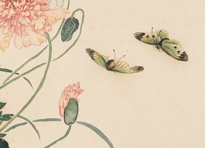 Lot 55 - ZHIJI XIN: ‘PEONIES AND BUTTERFLIES,’ DATED 1887