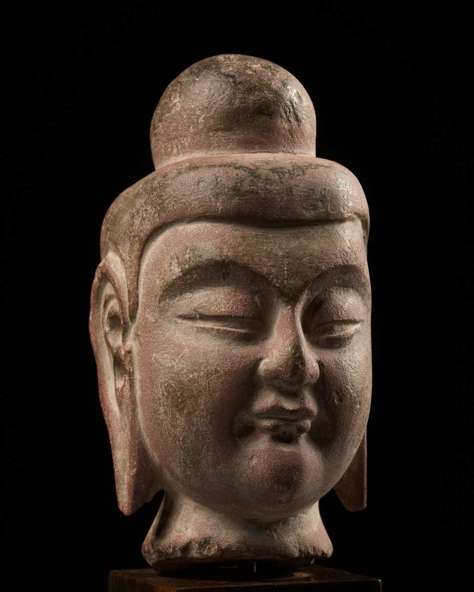 Lot 56 - A SANDSTONE HEAD OF BUDDHA, NORTHERN WEI DYNASTY
