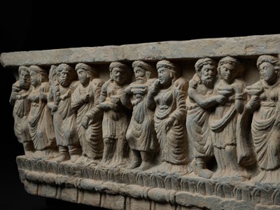 Lot 226 - A LARGE SCHIST FRIEZE DEPICTING A BANQUET, ANCIENT REGION OF GANDHARA, KUSHAN PERIOD