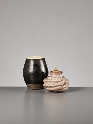 Lot 128 - A RARE PAIR OF RAKU CHAIRE (TEA CADDIES)