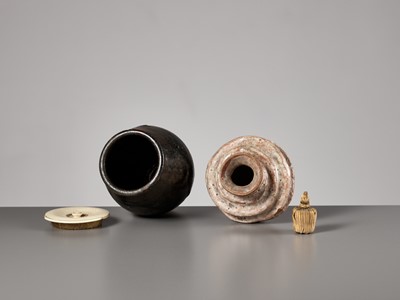 Lot 128 - A RARE PAIR OF RAKU CHAIRE (TEA CADDIES)
