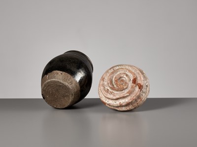 Lot 128 - A RARE PAIR OF RAKU CHAIRE (TEA CADDIES)