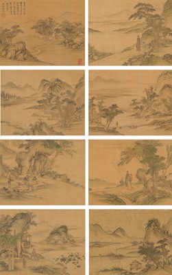 Lot 65 - ATTRIBUTED TO YANG JIN (1644-1728): AN EIGHT LEAF ALBUM WITH LANDSCAPES