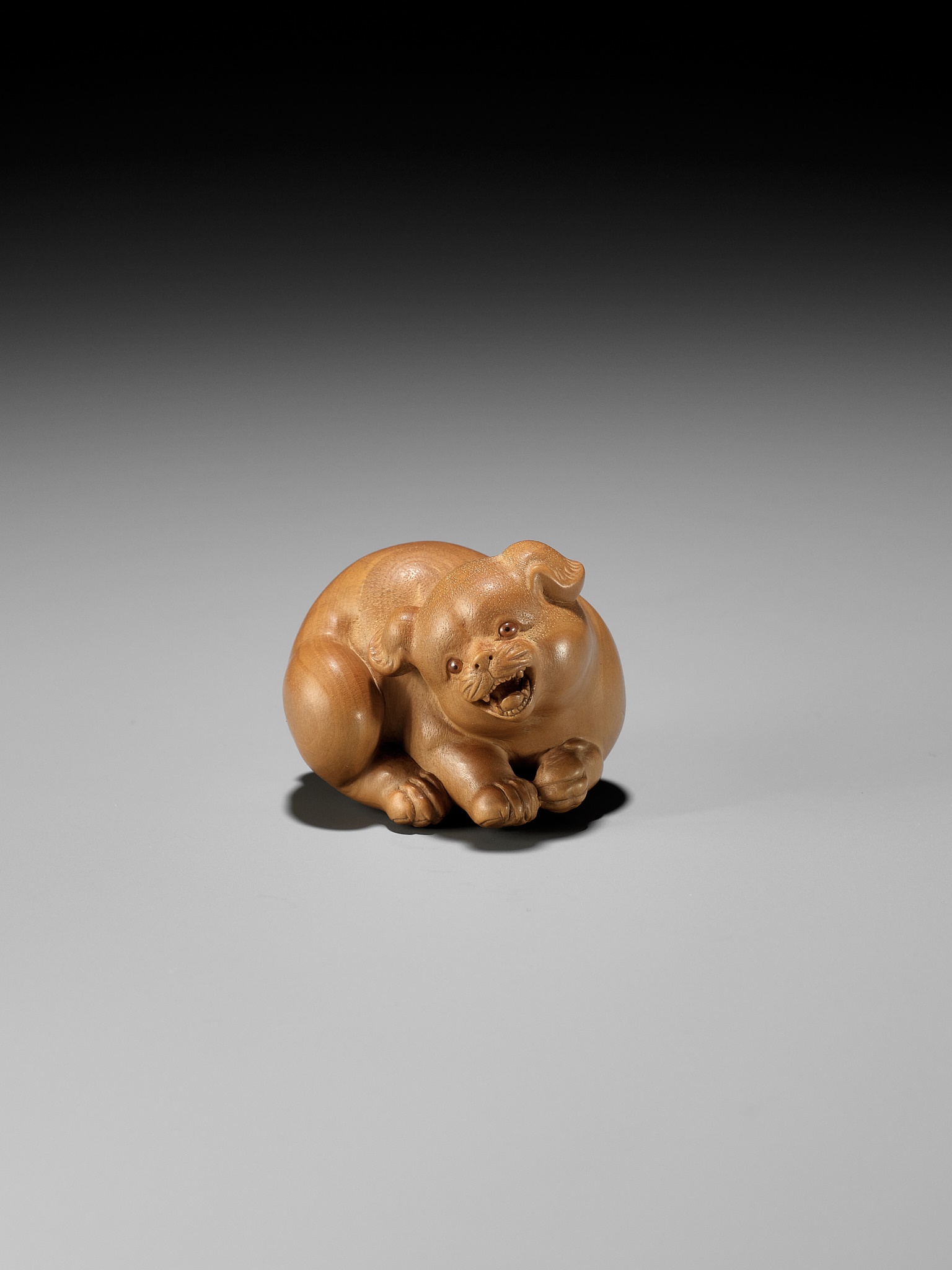 Lot 259 - KANGYOKU: A FINE CONTEMPORARY WOOD NETSUKE