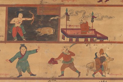 Lot 50 - A TIBETAN PAINTING ILLLUSTRATING THE MEDICAL TREATISE THE BLUE BERYL, CHAPTERS 23-28