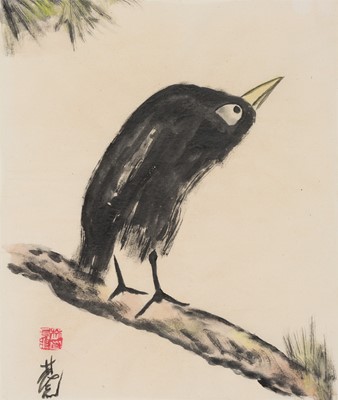 Lot 43 - LIN FENGMIAN (1900-1991): ‘CROW ON PINE BRANCH’