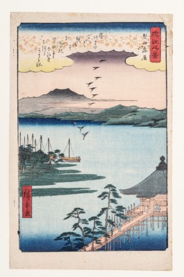 Lot 357 - UTAGAWA HIROSHIGE (1797-1858): DESCENDING GEESE AT KATADA