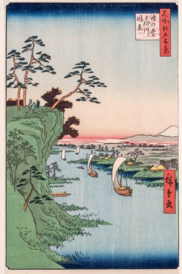 Lot 365 - UTAGAWA HIROSHIGE (1797-1858): VIEW OF KONODAI AND THE TONE RIVER
