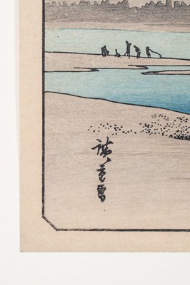 Lot 354 - UTAGAWA HIROSHIGE (1797-1858): AUTUMN MOON OVER THE TAMA RIVER