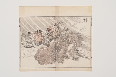 Lot 331 - KATSUSHIKA HOKUSAI (1760-1849): SHISHI IN THE WIND