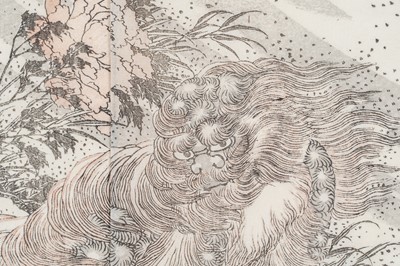Lot 331 - KATSUSHIKA HOKUSAI (1760-1849): SHISHI IN THE WIND