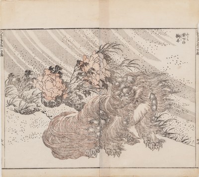 Lot 331 - KATSUSHIKA HOKUSAI (1760-1849): SHISHI IN THE WIND