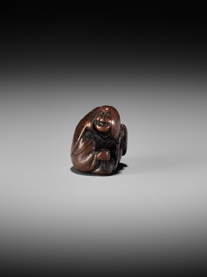 Lot 389 - A FINE NAGOYA SCHOOL WOOD NETSUKE OF ONO NO KOMACHI