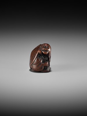 Lot 389 - A FINE NAGOYA SCHOOL WOOD NETSUKE OF ONO NO KOMACHI