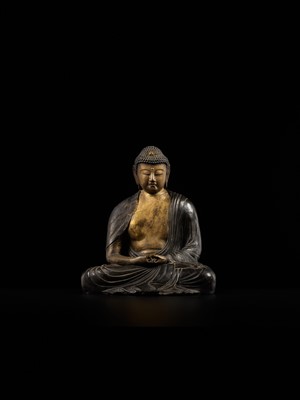 Lot 171 - A GILT-LACQUERED TERRACOTTA FIGURE OF AMIDA NYORAI