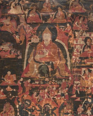 Lot 1493 - A FINE THANGKA OF A LAMA, 18TH-19TH CENTURY