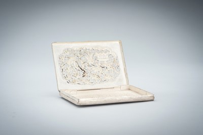 AN OPENWORK SILVER CARD CASE WITH A LANDSCAPE
