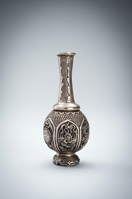 Lot 985 - A TALL SILVER VASE WITH MYTHICAL CREATURES