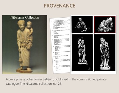 Lot 278 - SOJUN: AN AMUSING IVORY OKIMONO OF A SLEEPING SCHOLAR