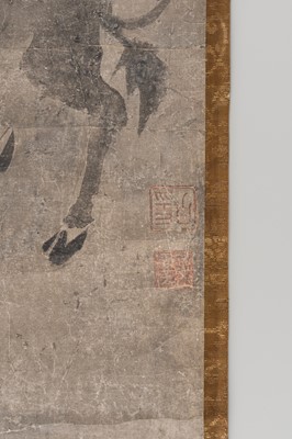 Lot 600 - A KAKEMONO OF HOTEI RIDING A WATERBUFFALO