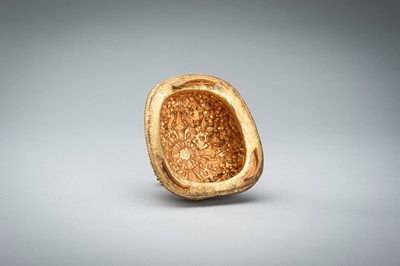 Lot 1045 - A TIBETAN GILT COPPER KAPALA, c. 1900s