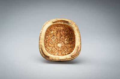 Lot 1045 - A TIBETAN GILT COPPER KAPALA, c. 1900s