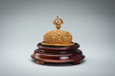Lot 1045 - A TIBETAN GILT COPPER KAPALA, c. 1900s
