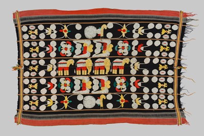 Lot 1234 - A CHAKHESANG NAGA HANDWOVEN AND EMBROIDERED SHAWL