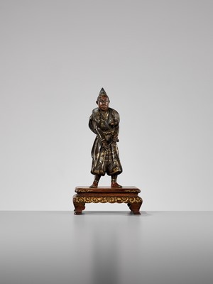 Lot 273 - MIYAO: A PARCEL-GILT BRONZE FIGURE OF A SAMURAI