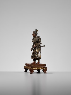 Lot 273 - MIYAO: A PARCEL-GILT BRONZE FIGURE OF A SAMURAI