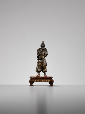 Lot 273 - MIYAO: A PARCEL-GILT BRONZE FIGURE OF A SAMURAI