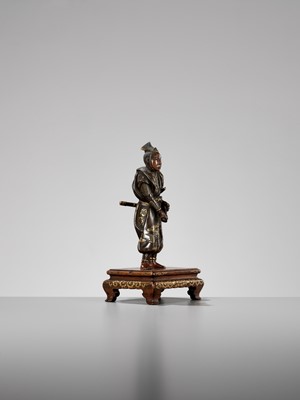 Lot 273 - MIYAO: A PARCEL-GILT BRONZE FIGURE OF A SAMURAI