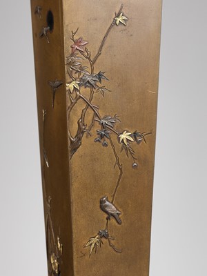 Lot 110 - NOGAWA: A FINE BRONZE VASE WITH BIRDS AND FLOWERS