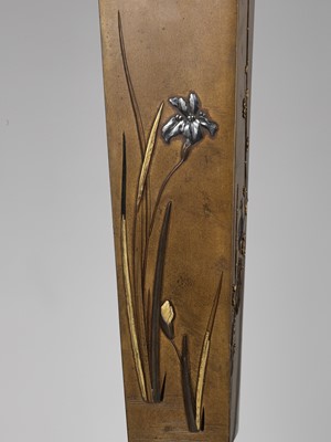 Lot 110 - NOGAWA: A FINE BRONZE VASE WITH BIRDS AND FLOWERS