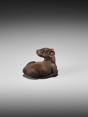 Lot 265 - VADYM PYVOVAR: A TEAK WOOD NETSUKE OF A RAT