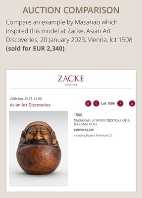 Lot 416 - VADYM PYVOVAR: A BOXWOOD NETSUKE OF A DARUMA DOLL