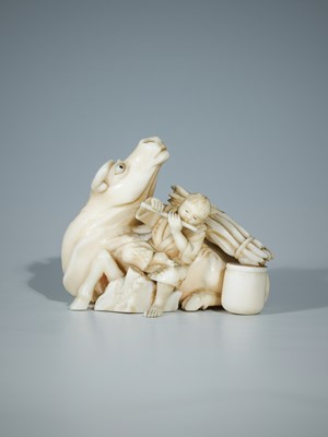 Lot 361 - SHOICHI: A FINE OKIMONO OF A HERDBOY ON OX