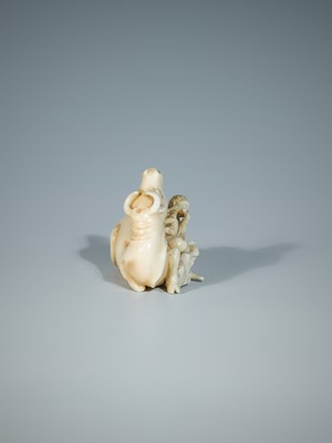 Lot 361 - SHOICHI: A FINE OKIMONO OF A HERDBOY ON OX