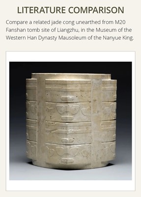 Lot 411 - A LARGE NINE-TIERED JADE CONG, LIANGZHU CULTURE