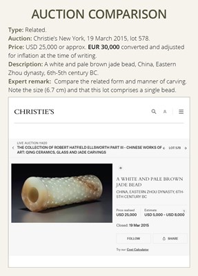 Lot 145 - A GROUP OF TWO ARCHAIC JADE BEADS, EASTERN ZHOU DYNASTY