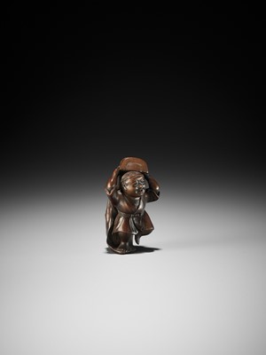 Lot 186 - SOSAI: A FINE SO SCHOOL WOOD NETSUKE OF A SHISHIMAI DANCER